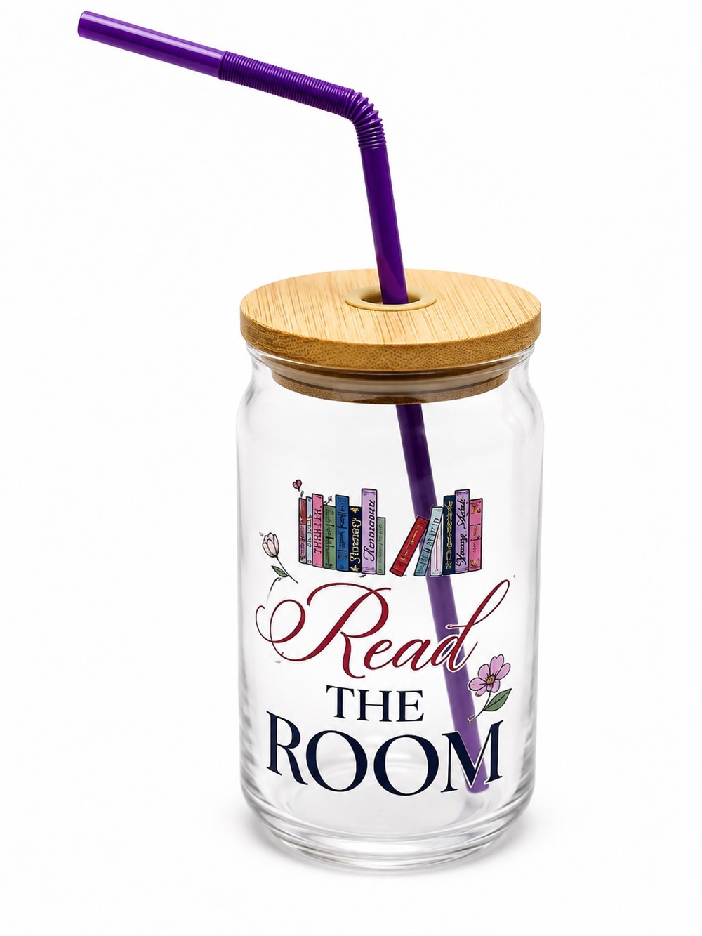 Ashland Read The Room Glass Tumbler with Bamboo Lid Book Lover Cup